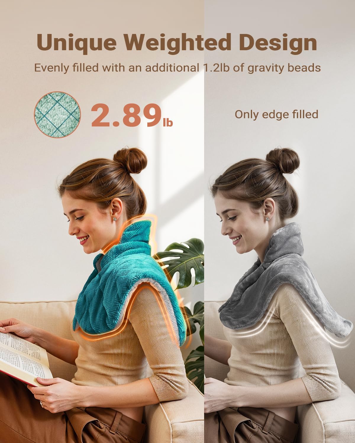 iDOO Graphene-Infused Heating Pad for Neck Shoulders and Back, Birthday Gifts for Women Men Mum Dad Elderly, FSA Eligible Items Only List, Weighted Heat Pads for Pain Relief