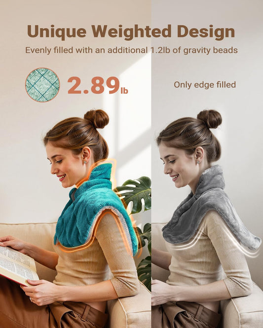 iDOO Graphene-Infused Heating Pad for Neck Shoulders and Back, Birthday Gifts for Women Men Mum Dad Elderly, FSA Eligible Items Only List, Weighted Heat Pads for Pain Relief