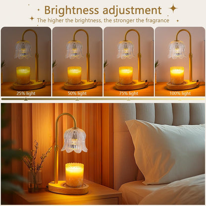 CRMILL Candle Warmer Lamp Electric Timer - Candles Warming Light Height Adjustable Dimmable Warmers Flower Lamps No Flame Heat Warm Melt Wax Jar Modern Home Decor Table Lights for Home Living Bedroom