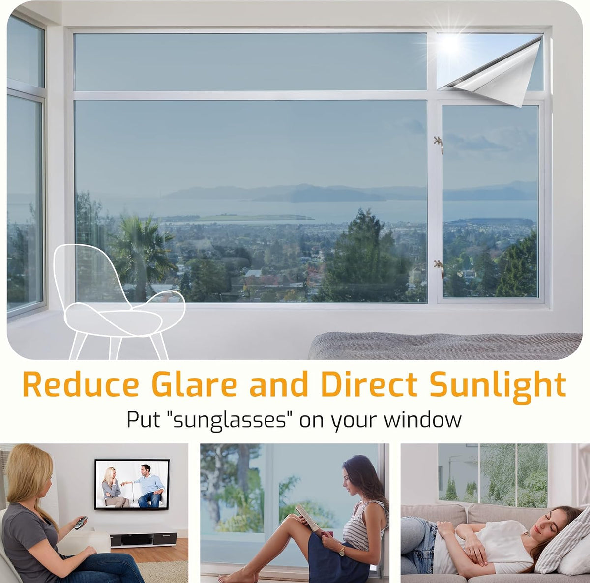 LUTE Blackout Window Film, Window Tint for Home Privacy, 17.5" x 78.7"
