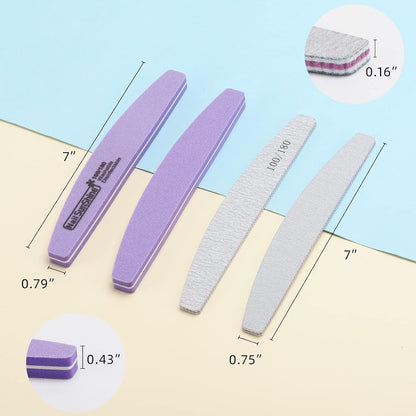 35 Count 100/180 Grit Nail Files and Buffers Kit, Reusable Sanding Buffing Blocks Sponge File Double Sides Emery Boards