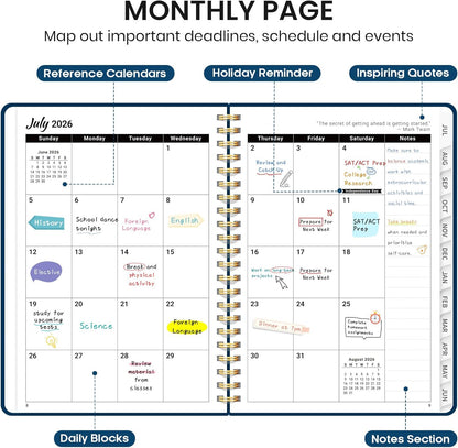 Planner 2026-2027 for Women & Men, Academic Monthly and Weekly Calendar Planner, Jul 2026 - Jun 2027, A5 (6.3" x 8.5"), Teacher Student Planning Book with Tabs, Ideal for Office School Supplies - Pink