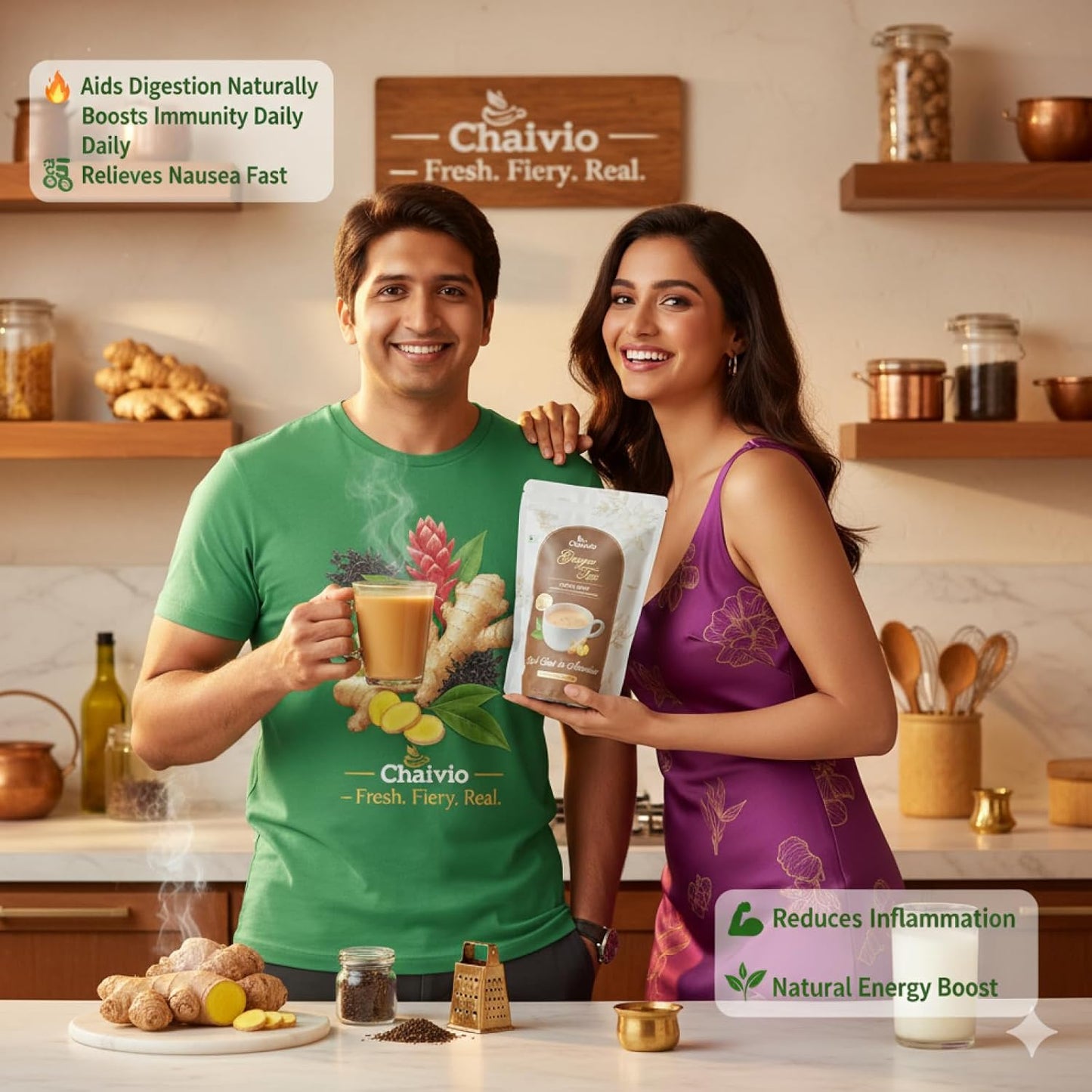 Chaivio Masala Chai Tea Latte, Unsweetened Instant Powder, Authentic Chai-with Natural Ingredients, No Preservatives, Tea Powder, Quick and Healthy Chai(1 lb)