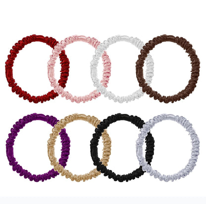 8 Pcs 100% Pure Mulberry Silk Hair Scrunchies for Women & Girls - Silky Hair Ties for Thick, Thin or Curly Hair - Bulk Pack Satin Sleepy Scrunchies in Black