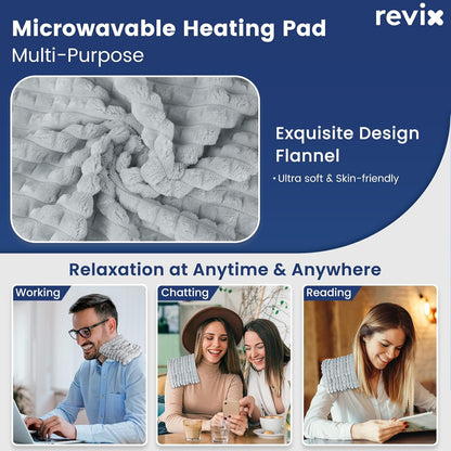 REVIX 6 * 12" Moist Heating Pad Microwavable, Reusable Microwave Heating Pads for Joints, Weighted Heat Packs with Flaxseeds for Shoulders, Neck, Back, Unscented