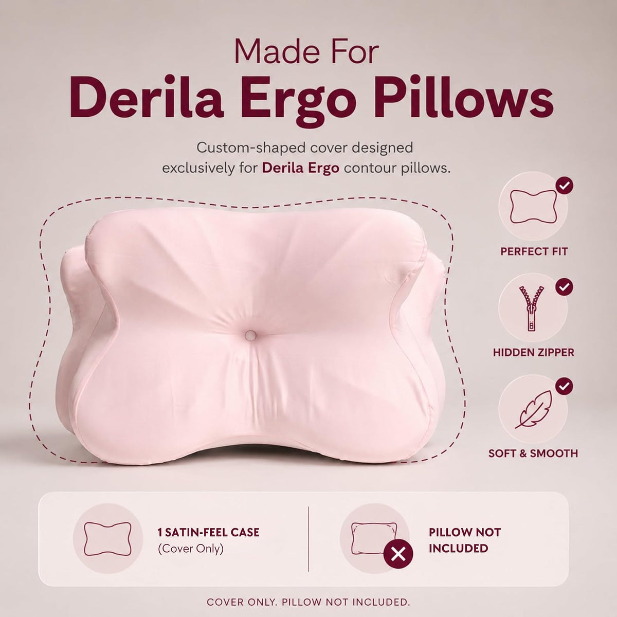 Derila Ergo Cervical Neck Pillow for Sleeping Pillow Contour Memory Foam Pillows for Back, Side Sleeper Pillows 21.25 x 14.17 x 4.72 inches