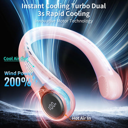 𝟐𝟎𝟐𝟔 𝐔𝐩𝐠𝐫𝐚𝐝𝐞 BNBZ Portable Neck Fan,6000mAh Rechargeable Wearable Fan with LED Display,4 Speeds,Up to 15H Runtime,Quiet 360° Airflow Hands-Free Personal Fan for Travel,Work,Gym &Outdoor Use
