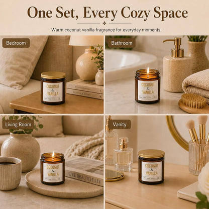 6-Pack Scented Candles for Home, 3.5 Oz Soy Wax Aromatherapy Candle Gift Set, Lavender Chamomile, Eucalyptus Mint & Vanilla, Birthday Gifts for Women, Thank You Graduation Gifts