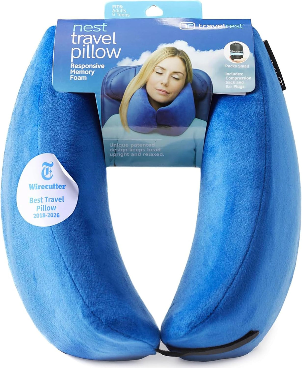 TRAVELREST Nest Neck Pillow Travel Essentials - Memory Foam Support - Grey