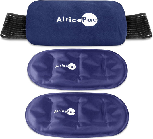 AiricePac Ice Packs for Injuries Reusable (3-Piece Set) Hot Cold Gel Wraps for Joint Pain, Muscle Soreness, Adjustable & Flexible for Back, Knees, Shoulders, Arms and Legs
