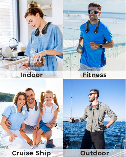 Portable Bladeless Neck Fan, Birthday Gift for Men Women Friends Family, Christmas Gift for Dad Mom Teacher Coworker, Wearable Cooling Fan Rechargeable for Camping Travel Beach Golf Cruise Essentials