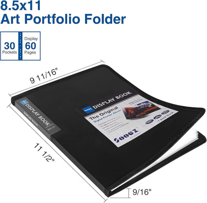 Sooez 30-Pocket Binder with Plastic Sleeves 8.5x11,Heavy Duty Art Portfolio