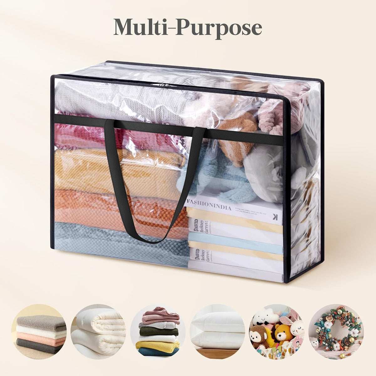 Lifewit 45L Clear Clothes Storage Bags,Plastic Foldable Blanket Storage Bag