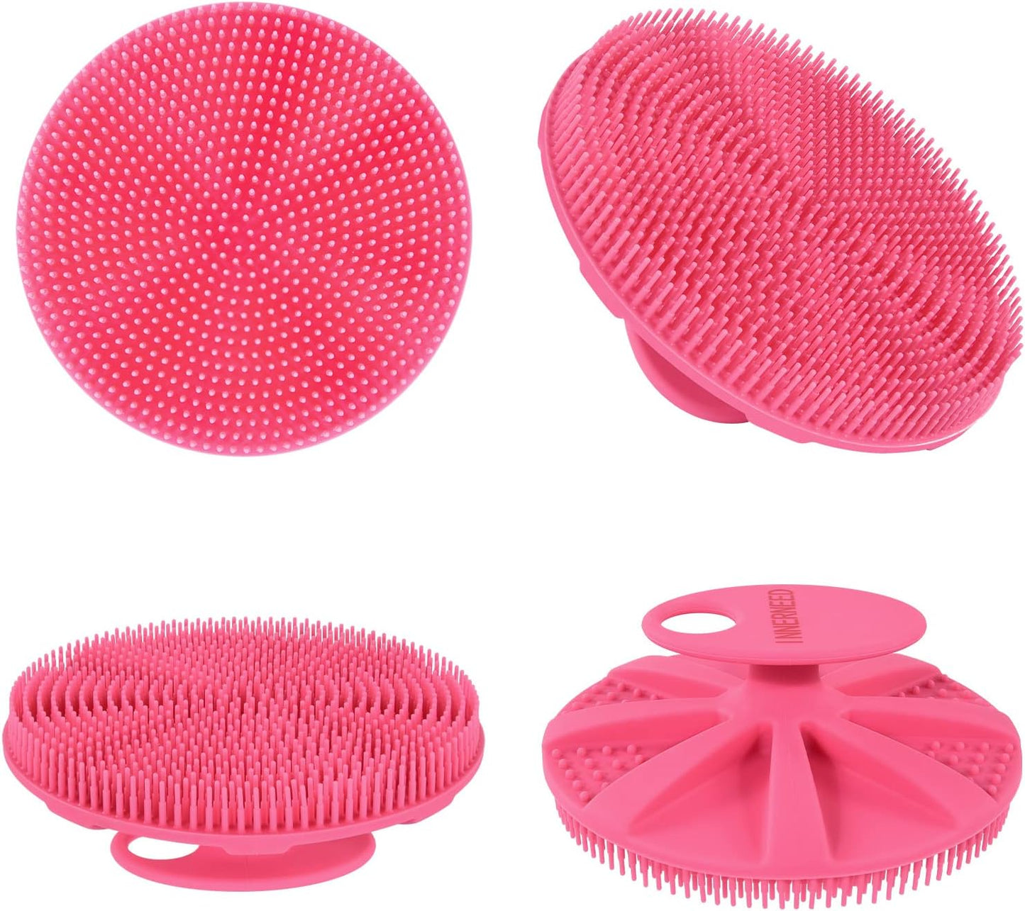 INNERNEED Food-Grade Soft Silicone Body Scrubber Shower Brush Handheld Cleansing Skin Brush, Gentle Exfoliating and Lather Well (Dark Green)