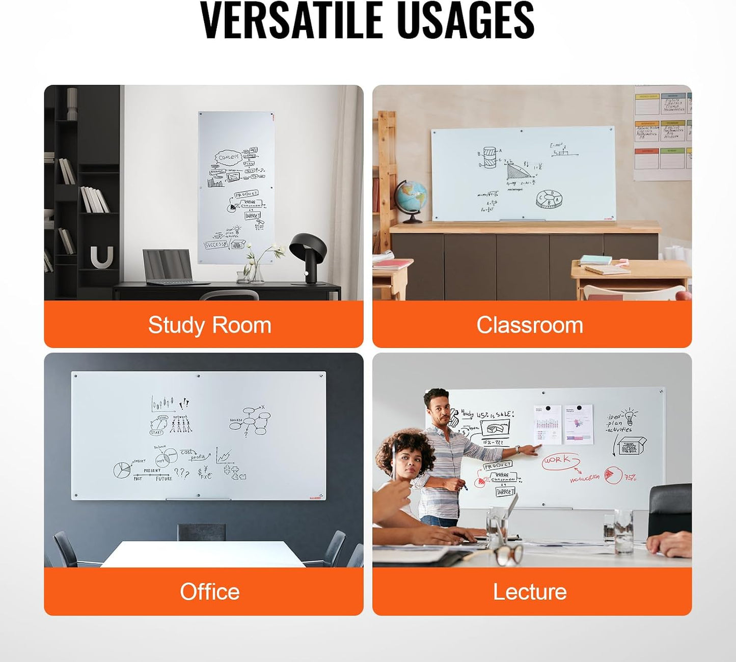 VEVOR Dry Erase Calendar for Wall, 36 x 24 Inches Whiteboard Calendar, Monthly Planner Magnetic Dry Erase Board, 1 Magnetic Erase & 2 Dry Erase Marker & Movable Tray for Restaurant Office Home School