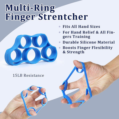CYFIE Grip Strength Trainer Kit with Adjustable Resistance 10 - 132 Lbs, Forearm Exerciser, Finger Stretcher, Stress Ball, Forearm Strengthener for Workout wuth Storage Bag, Muscle Building and Recovery