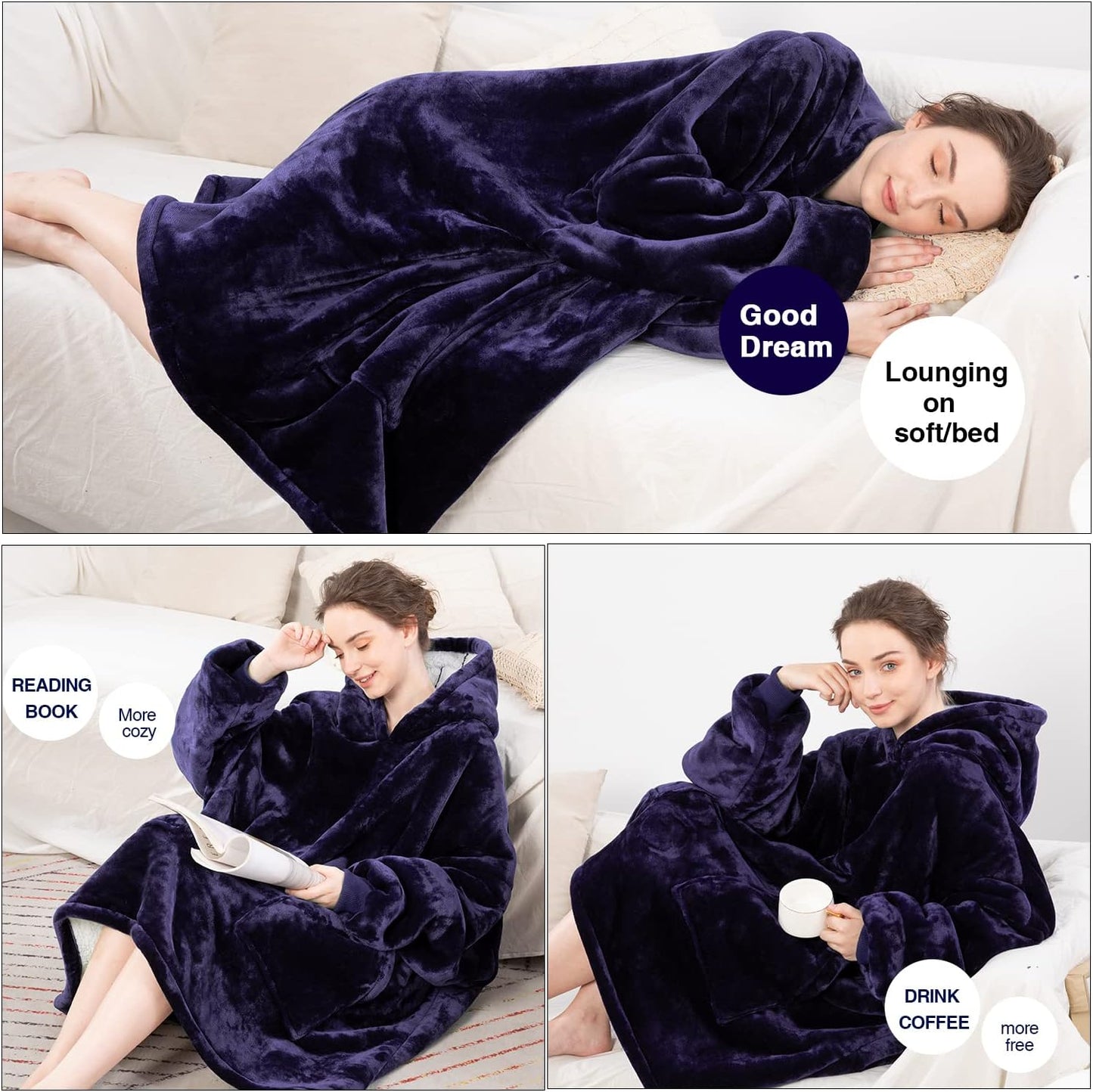 Aemicion Strawberry Blanket Hoodie,Oversized Sherpa Wearable Hooded Blanket,Warm Cozy Sweatshirt Gifts for Women Girls Adult