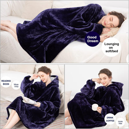 Aemicion Strawberry Blanket Hoodie,Oversized Sherpa Wearable Hooded Blanket,Warm Cozy Sweatshirt Gifts for Women Girls Adult