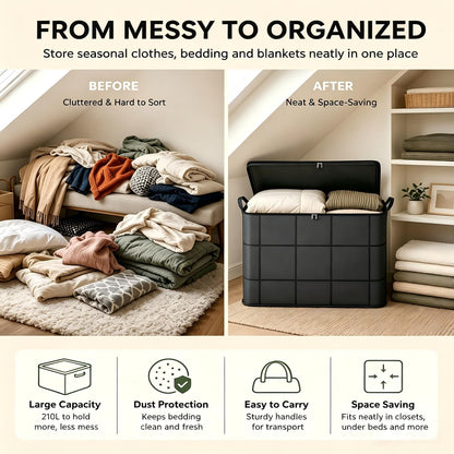 XXL Foldable Storage Bags with Reinforced Handles, 180L Large Capacity, 2 Pack, Fabric Moving Bags for Bedding, Sweaters, Closet Organizer