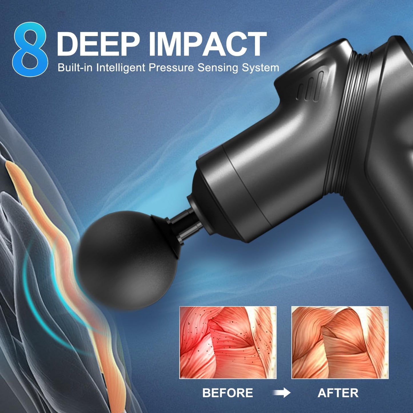 LEERCON Massage Gun Deep Tissue, Silent Motor and Portable Massage Gun with 4 Interchangeable Heads for Deep Muscle Relief and Relaxation, Relax Gift