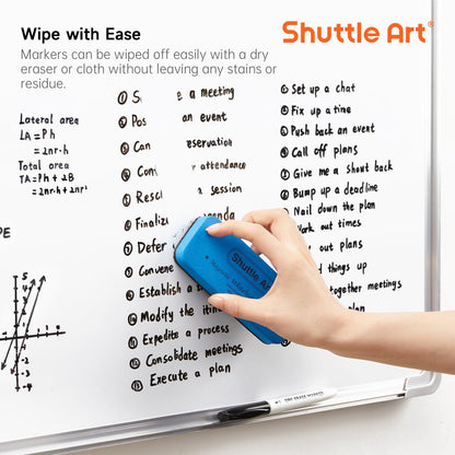 Shuttle Art Magnetic Whiteboard Markers, 20 Pieces Fine Tip and Eraser, Dry Erase Whiteboard Markers, for Writing on Whiteboards, Weekly Planner, Glass for School Office Home