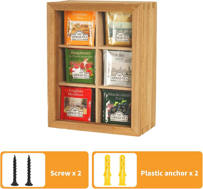 Wood Big Black Tea Bag Organizer Storage Box 12-Compartment Multi-Functional Box,Vintage Tea Case.