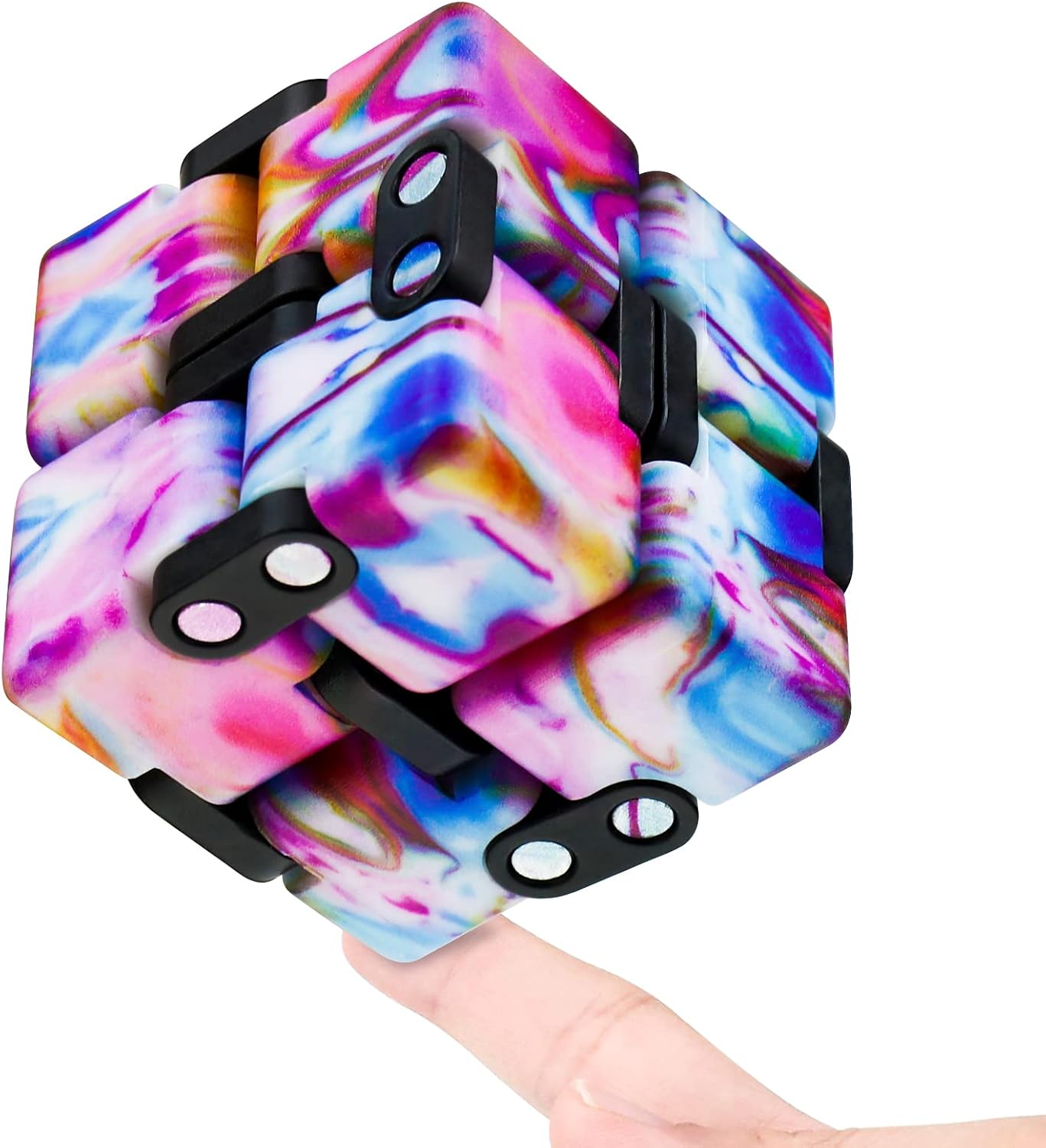 Infinity Cube Fidget Toy Stress Relieving Fidgeting Game for Kids and Adults,Cute Mini Unique Gadget for Anxiety Relief and Kill Time (Macaron Blue)