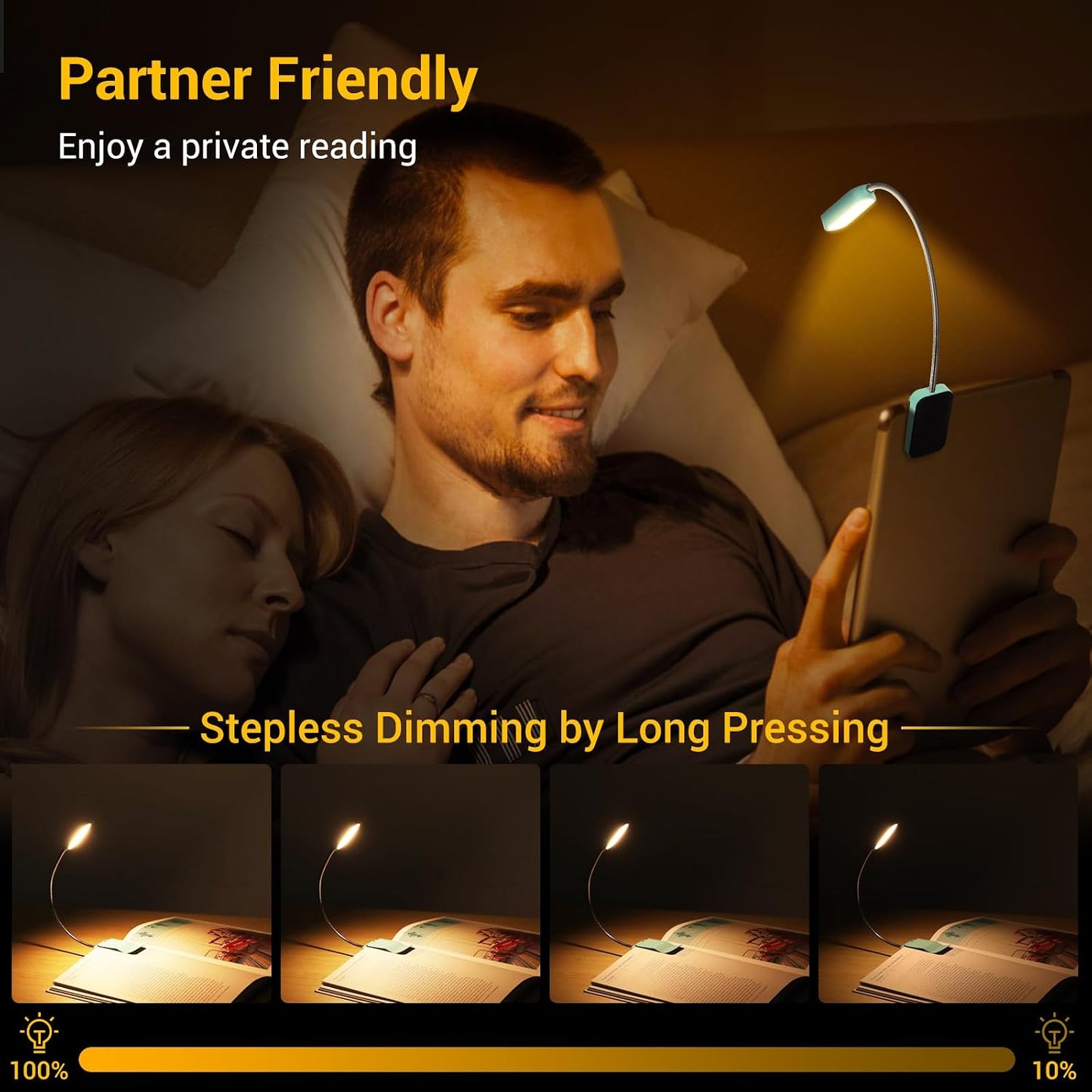 2 Pack Rechargeable Book Lights for Reading at Night, Eye-Caring Clip-On Reading Lights with 3 Color Temperatures & 3 Brightness Levels, Long Runtime Small Lightweight Clip on Lamp, Gifts for Reader