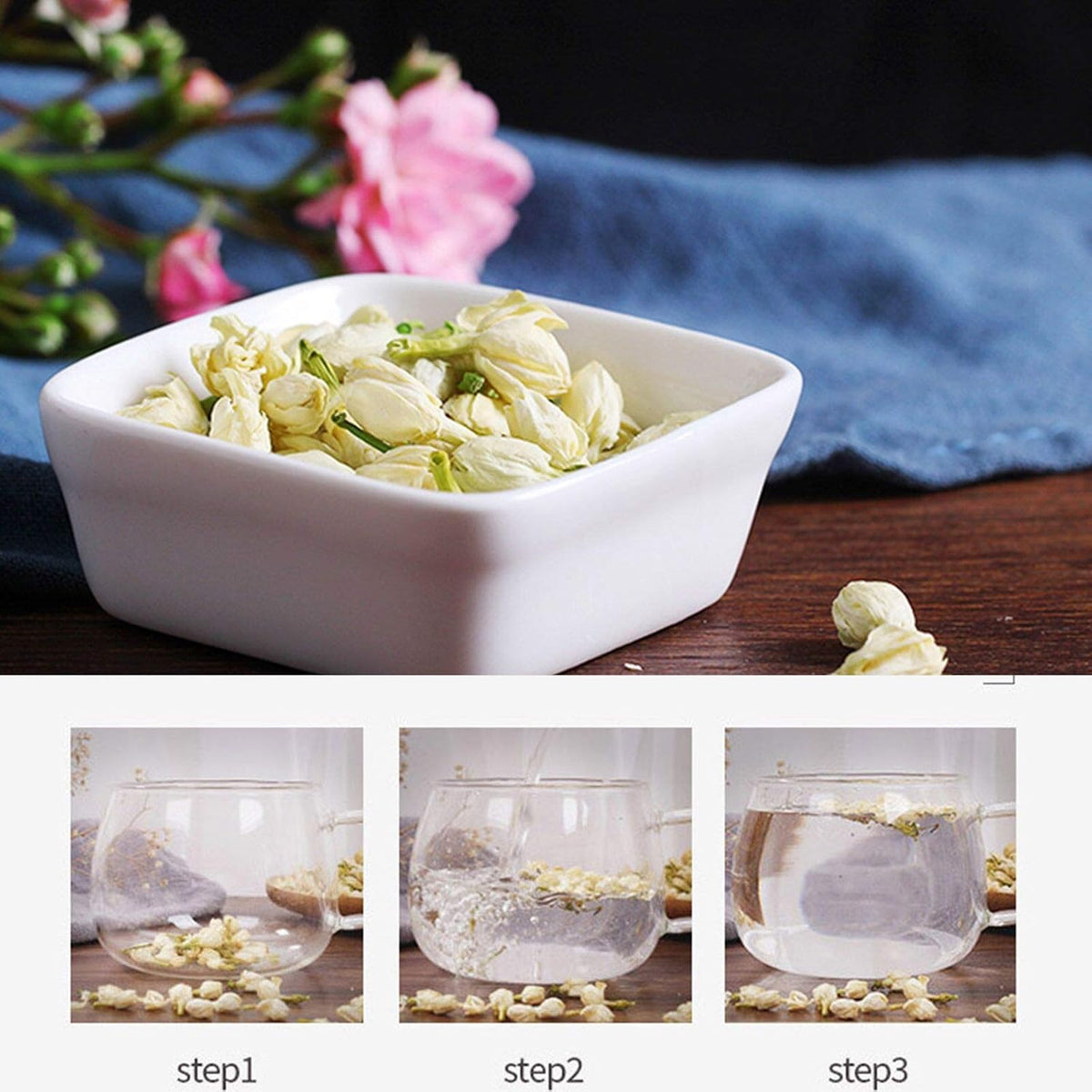 Dried Jasmine Flowers Bulk Dry Jasmine Buds for Tea, Baking, Crafts- 2 OZ