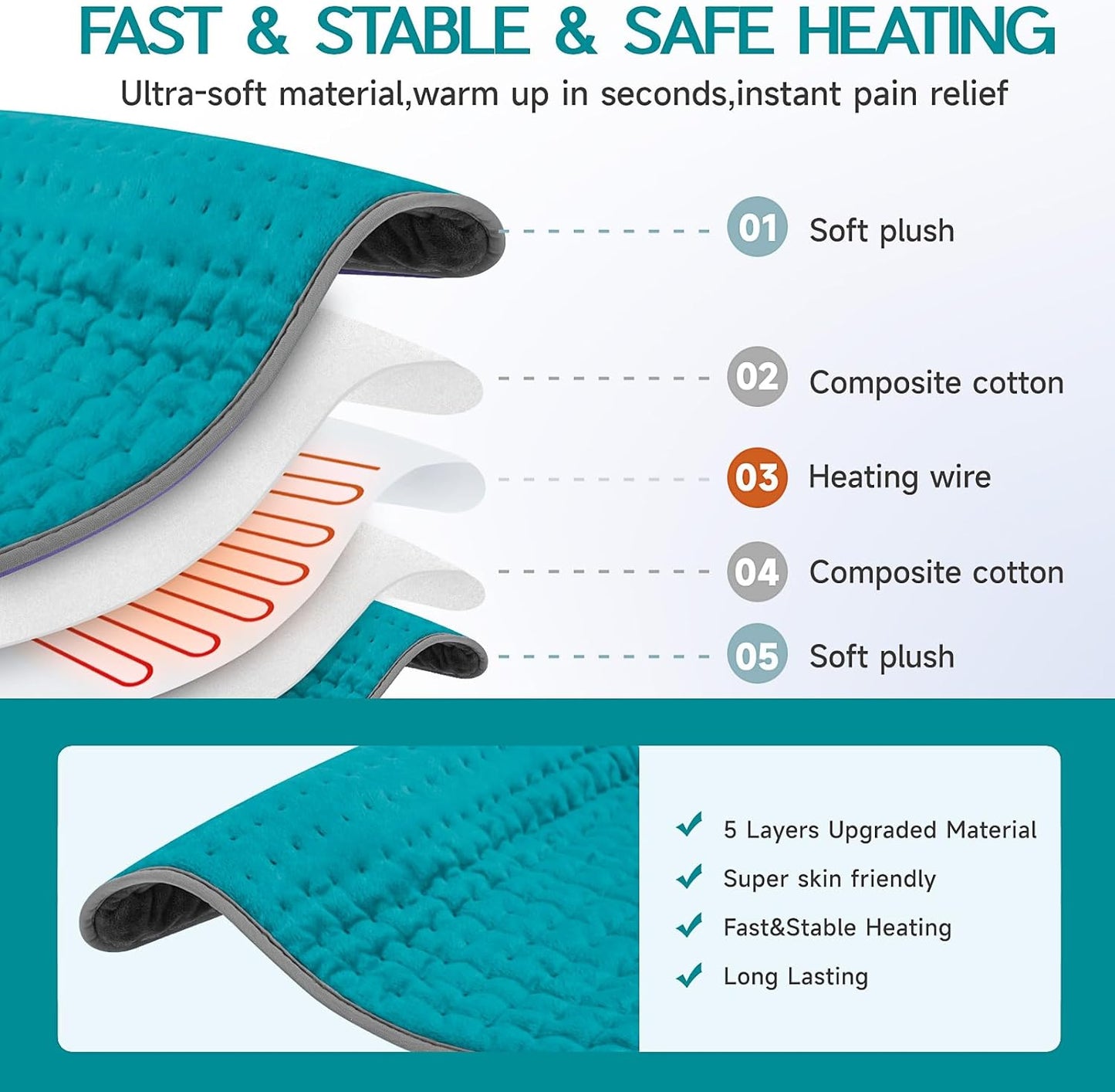 Heating Pad for Period Cramps, Heating Pad for Back/Neck/Shoulder Muscle Pain, 6 Heating & 4 Timer Setting, Auto Shut Off, Dry/Moist Heat & Machine Washable, Birthday Christma s Gifts for Women Mom