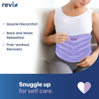 REVIX Microwavable Heating Pad for Back, Extra Large Microwave Heating Wrap for Waist, Stomach, and Shoulders, Moist Heat Therapy for Stress Relief, Adjustable, for Men and Women, Navy