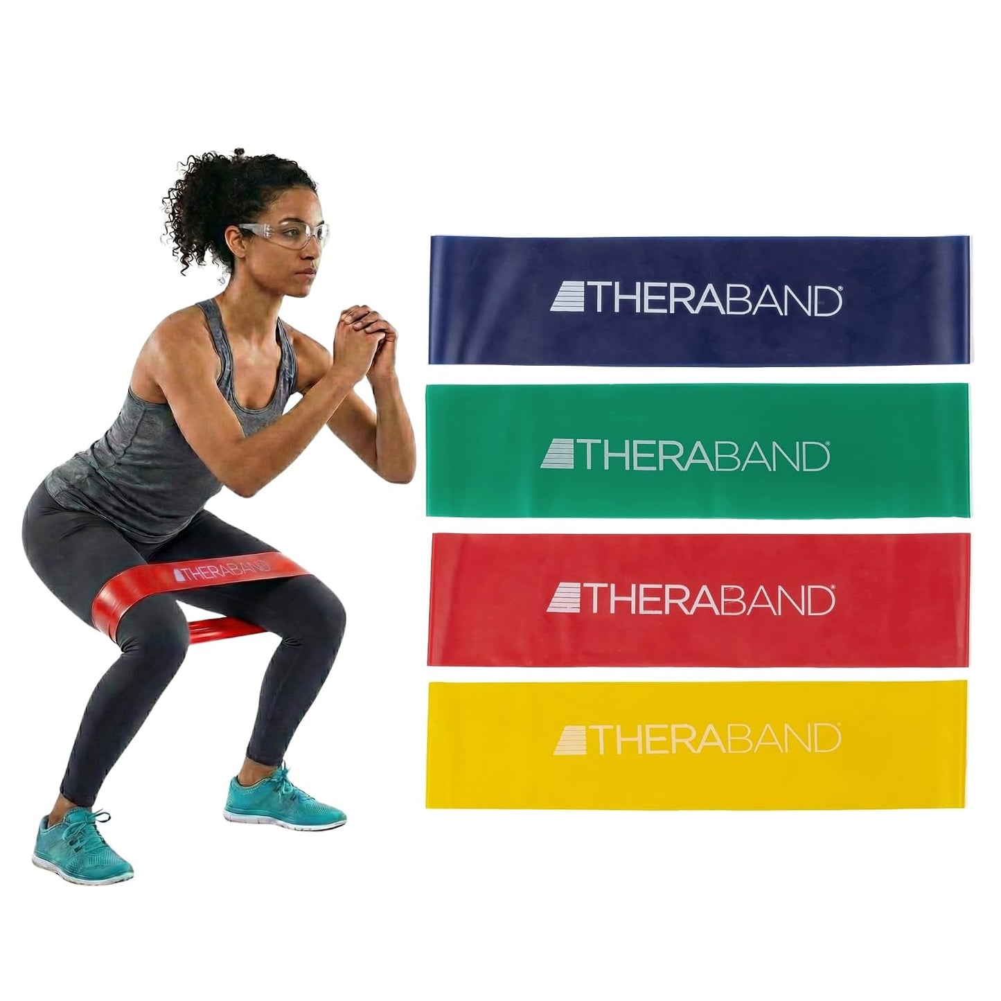 THERABAND Resistance Band Loop Set of 3, Exercise, 12", Black/Silver/Gold