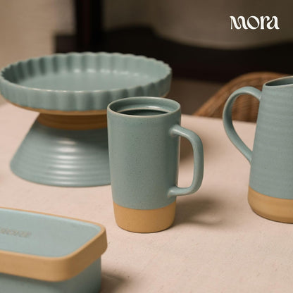 Mora Ceramics Large Tea Mug with Loose Leaf Infuser and Ceramic Lid, 18 oz, Portable, Microwave and Dishwasher Safe, Tall Coffee Cup - Rustic Matte Ceramic Glaze, Modern Herbal Tea Strainer, Olive