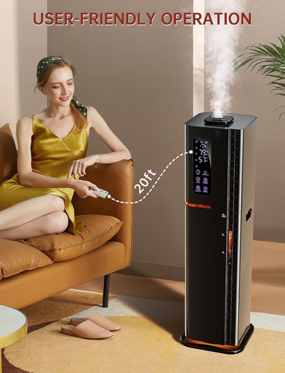 2.64Gal Humidifiers for Bedroom, Warm and Cool Mist up to 500ft², Top Fill Diffuser Ambient Light, 3 Mist Modes, 24H Timer, 35dB Quiet Humidifier for Large Room Home Office Plants