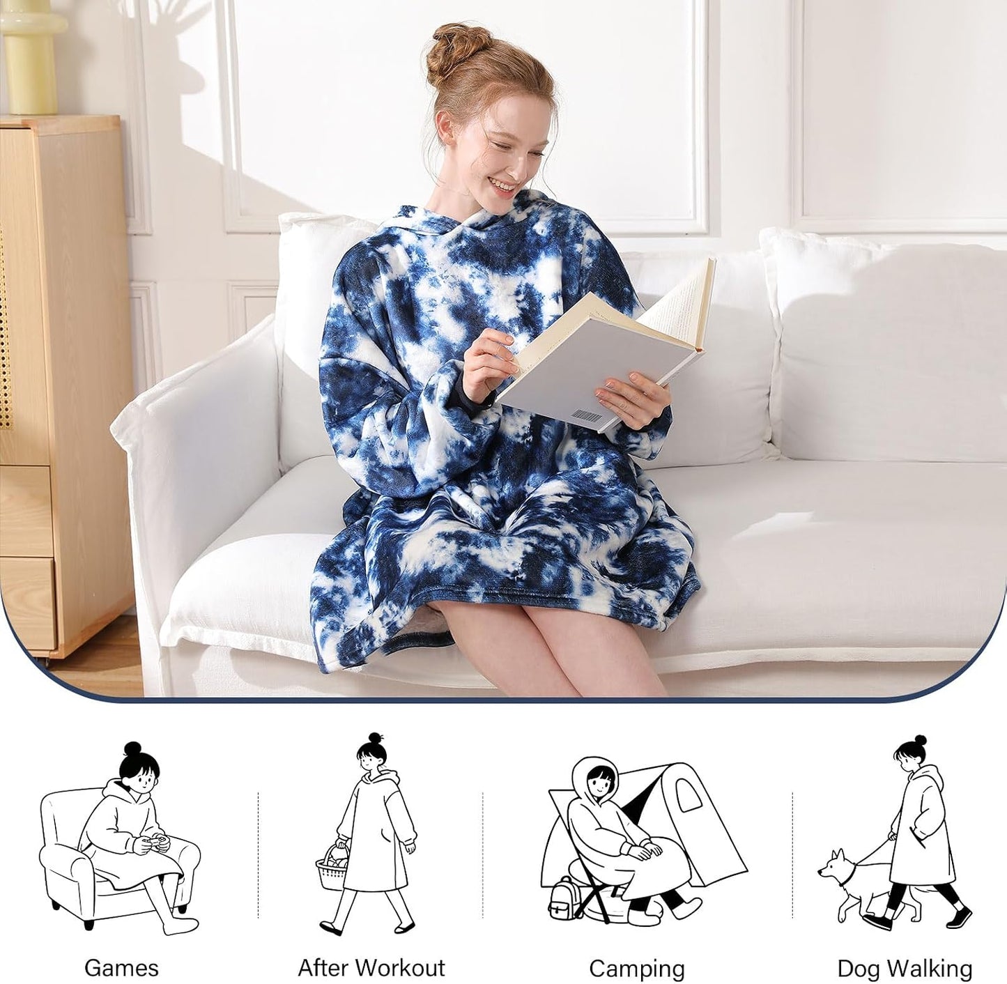LetsFunny Blanket Hoodie,Oversized Wearable Sherpa Fleece Blanket Sweatshirt,Super Soft Warm Cozy with Giant Pocket,Gifts for Women Men Adults Teenagers, One Size Fits All