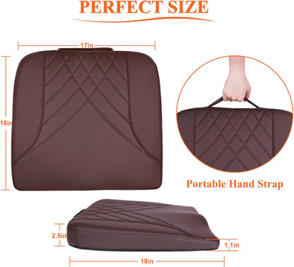 kingphenix Premium Car Seat Cushion, Memory Foam Driver Seat Cushion to Improve Driving View- Coccyx & Lower Back Pain Relief - Seat Cushion for Car, Truck, Office Chair (Leather Black)