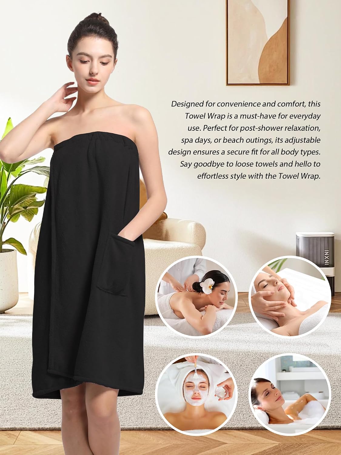 Women'S Soft Wrap Towel Full Length，Bath Robe After Shower Female Plush Long，Spa Bathrobes Lightweight With Pockets