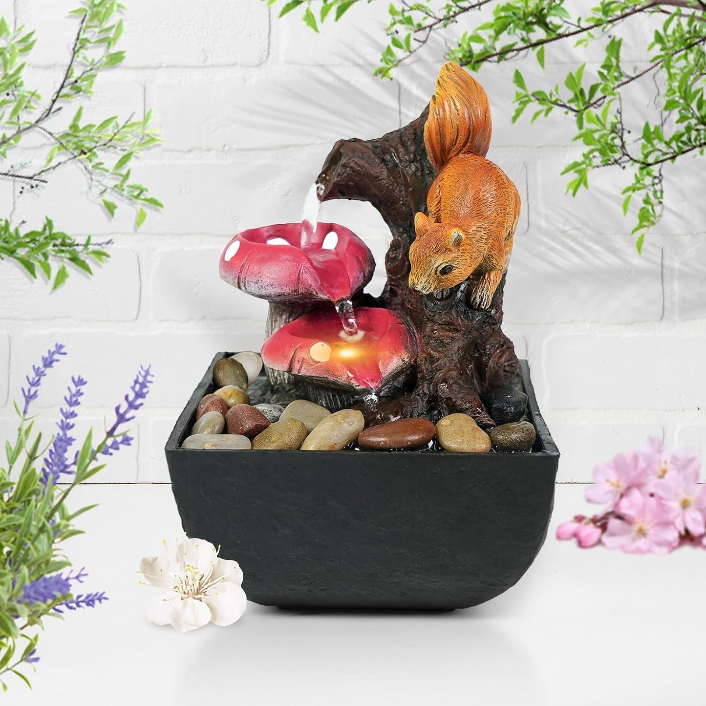 Ferrisland Tabletop LED Light Meditation Indoor Waterfall Fountain