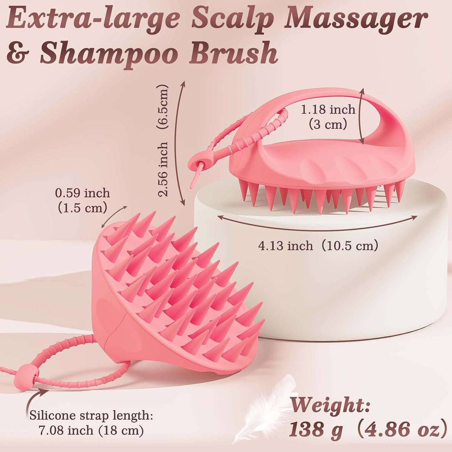 Manmihealth Silicone Back Scrubber & Soft Bath Glove, Silicone Scalp Massager Set 5 PCS, Super-Exfoliating Body Scrubber Shower Brush & Shampoo Brush Combination, with 2 Free Hooks (Style 1 Black)