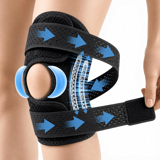 Braventure Knee Brace for Women and Men, Knee Support with Side Stabilizers | Adjustable wraparound Straps & Anti-Slip for Knee Pain Injuries Recovery, Meniscus Tear,ACL,MCL,Arthritis, Patella Stability