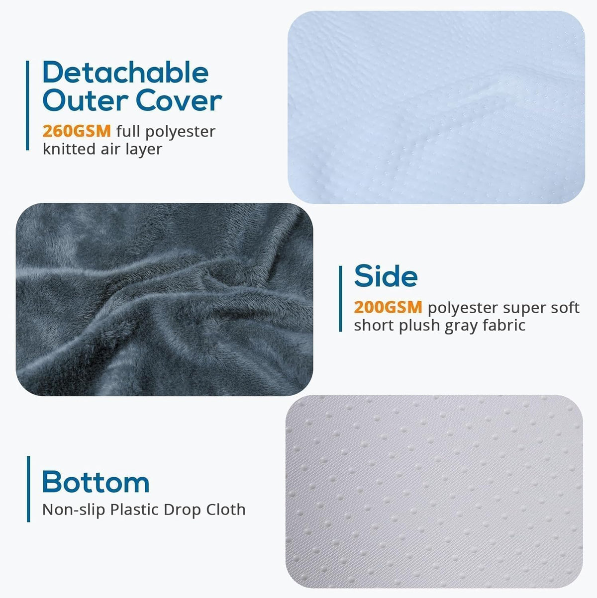 Sasttie Wedge Pillow 24x24x12 inch, Memory Foam Bed Wedge, Cool Grey