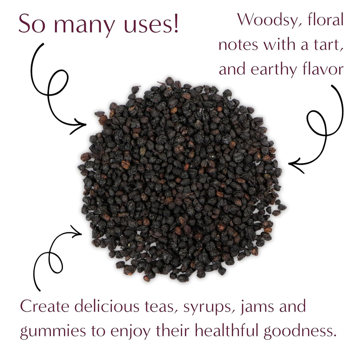 Worldwide Botanicals Organic Dried Elderberries, 1 lb - 100% Sambucus nigra – Superfruit Whole Berries Wild Harvested in Eastern Europe. For making Syrups, Teas, Jams, Gummies, 16 ounces