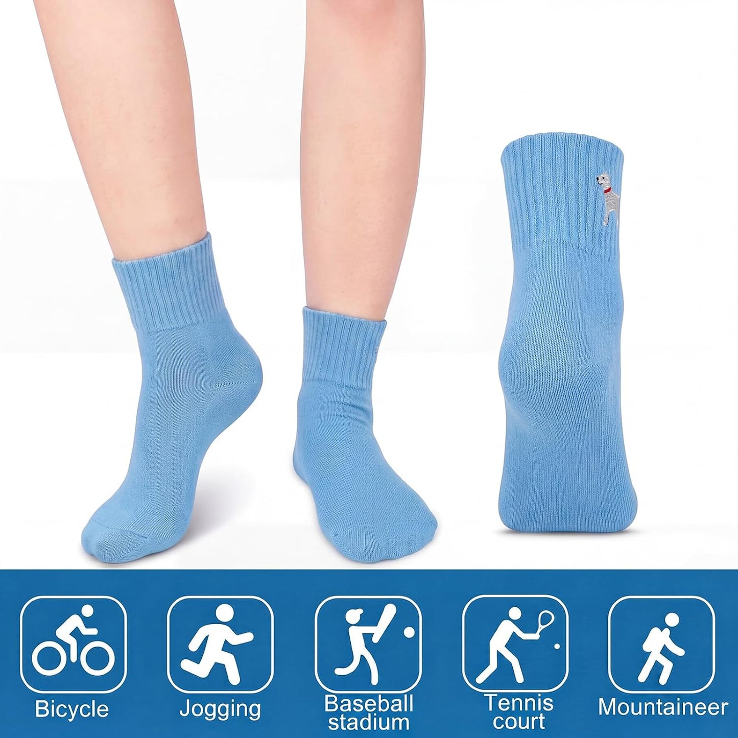Eurzom 10 Pairs Socks Womens Crew Elastic Ankle Length Cotton Socks Aesthetic Cute Lightweight Low Cut Gifts for Women - Colors B