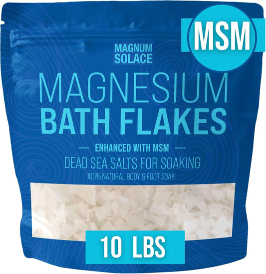 Magnesium Flakes with MSM - Magnesium Chloride Flakes - Dead Sea Salts for Soaking, 10 LBS