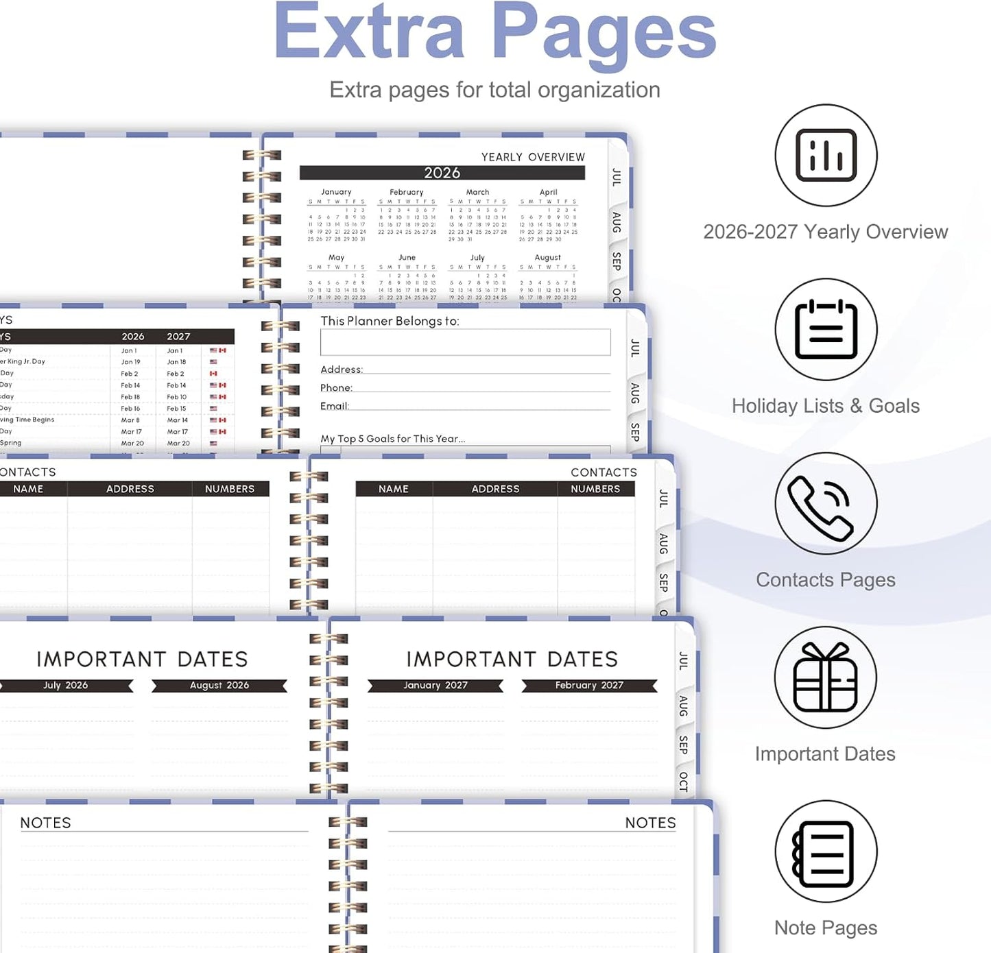 Planner 2026-2027, Weekly and Monthly Calendar Planner, JUL 2026 - JUN 2027 | Academic Year, Daily Agenda Book, A5(6.3'' x 8.5''), Sprial Bound, Inner Pocket, Office School Use