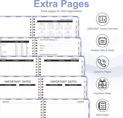 Planner 2026-2027, Weekly and Monthly Calendar Planner, JUL 2026 - JUN 2027 | Academic Year, Daily Agenda Book, A5(6.3'' x 8.5''), Sprial Bound, Inner Pocket, Office School Use