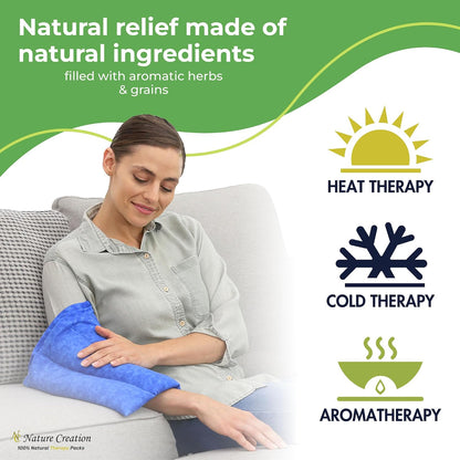 Nature Creation Microwaveable Herbal Heating Pad for Lumbar - Soothing Hot & Cold Therapy Pack for Lower Back- Soothing Relaxation, Warmth and Comfort - Lavender Flowers