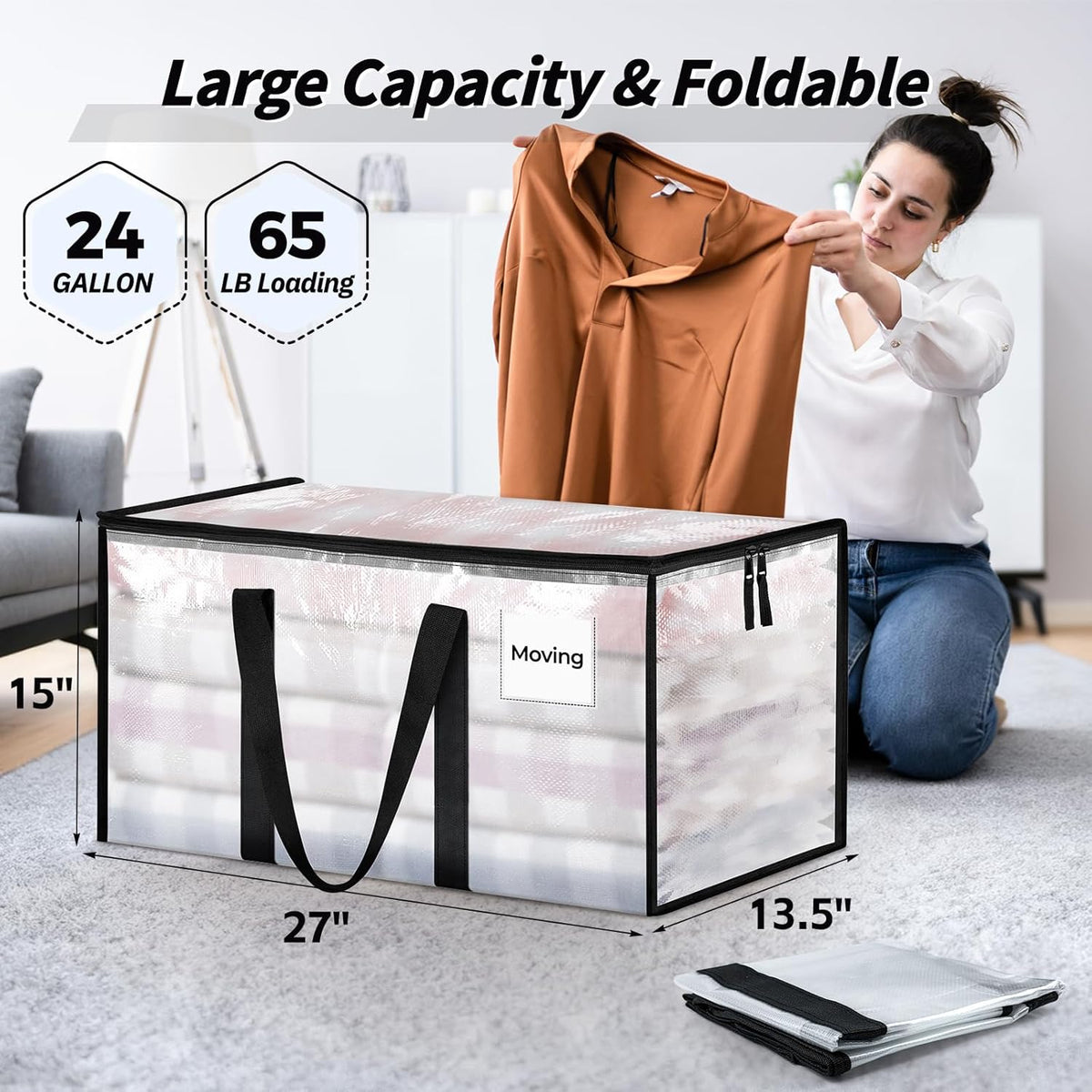 ukeetap Extra Large Clothes Storage Bins with Lids, Clear