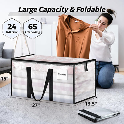 ukeetap Extra Large Clothes Storage Bins with Lids, Clear