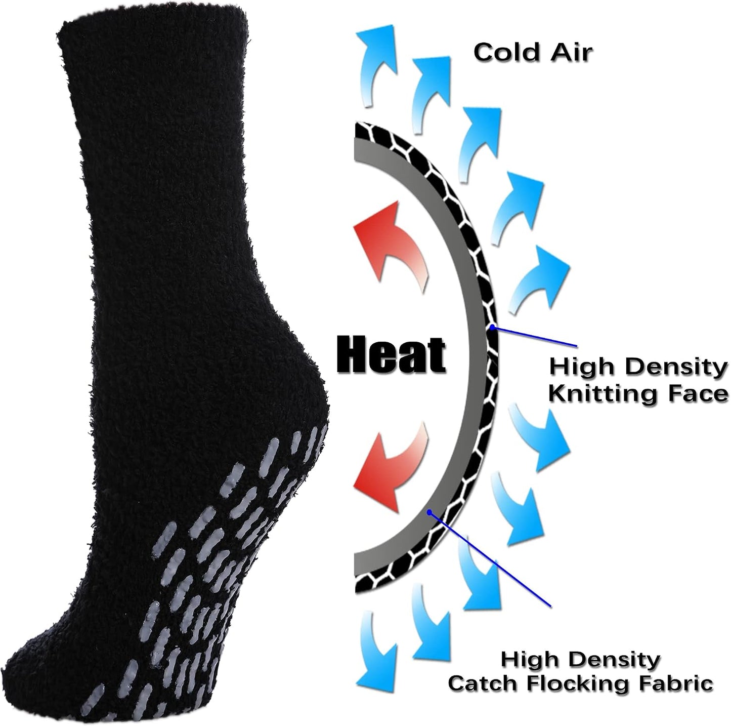 FNOVCO Non Slip Socks for Women Winter Warm Cozy Fuzzy Slipper Socks Soft Fluffy Hospital Socks with Grips